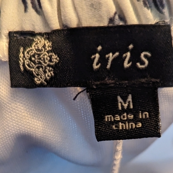 EUC iris embroidered navy bust cut out upper back boho strapless flowy maxi - Picture 4 of 8